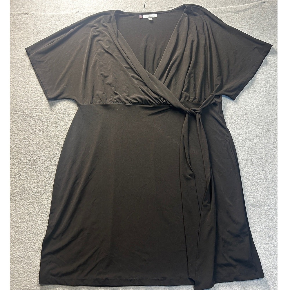 Jennifer Lopez Faux Wrap Dress Womens 2X Black Stretch Plus Size Career